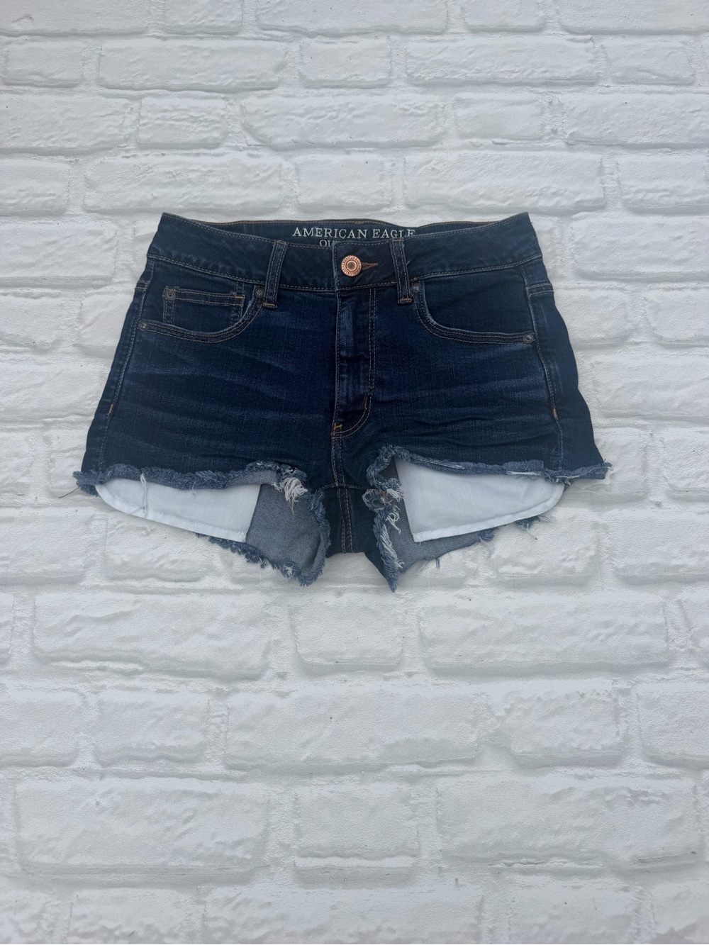 American Eagle Outfitters Dark Blue Denim Jean Shorts Super Stretch Size 6